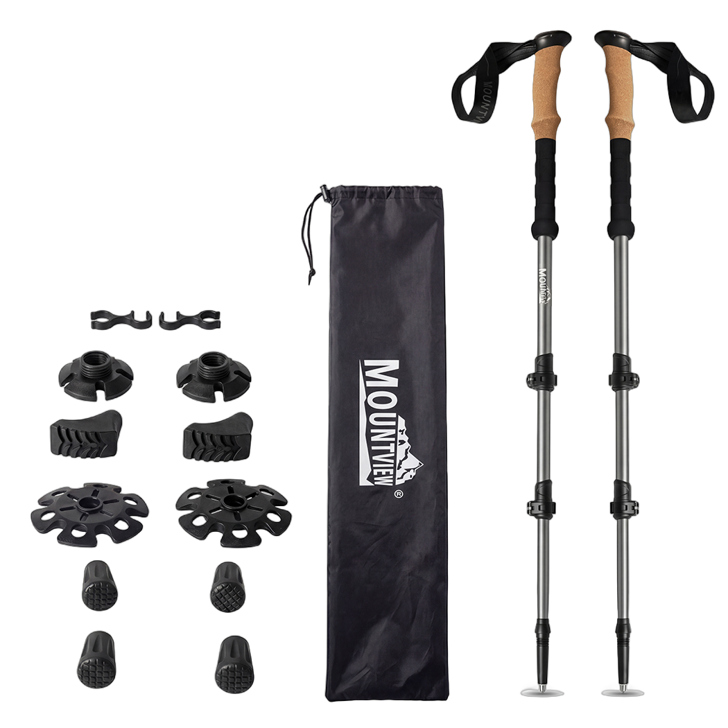 Mountview 2 Pcs Hiking Trekking Poles Walking Stick Adjustable Lightweight Grey - Image 9