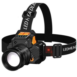 USB Rechargeable Black T6 LED Headlamp with Motion Sensor for Outdoor Camping and Fishing