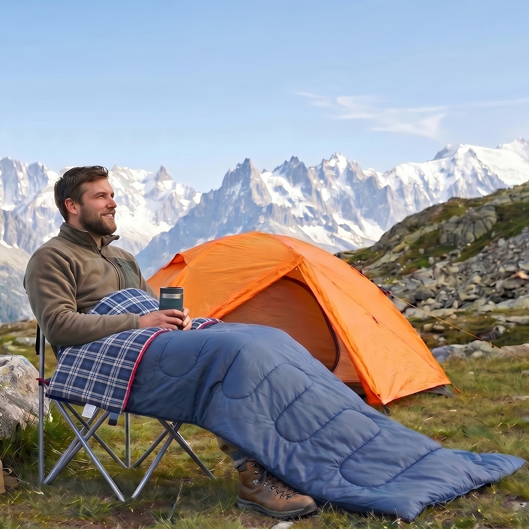 Mountview Sleeping Bags Single Camping Hiking 3-Season Thermal Blue 0°C-15°C - Image 8