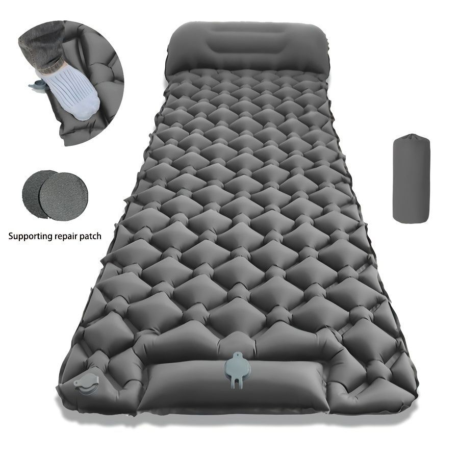 Camping Inflatable Mattress Breathable Camping Mattress Nylon Fabric Inflatable - Blue - Size 190cm