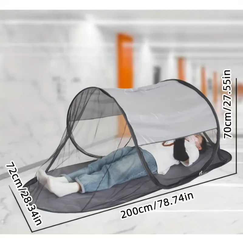 Boat-Shaped Hand-Thrown Mosquito Net with Sunshade Top, Polyester Fabric, One-Click Pop-Up No Install, Portable Folding with Bag, Breathable & Bug Proof, Perfect for Beach Camping & Bedroom Nap!(grey)