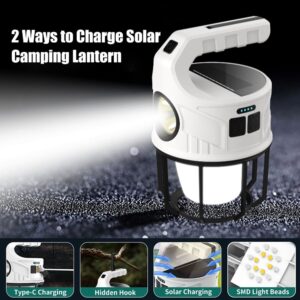Solar Camping Lantern Lamp Rechargeable Flashlight Emergency Light
