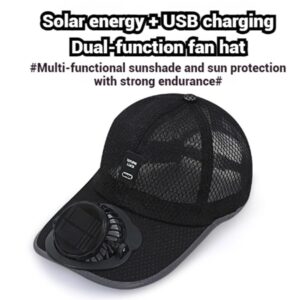 New Solar Rechargeable Peak Cap with Fan, USB & Solar Powered, 3-Speed Adjustable Breathable Sports Cap for Hiking Fishing Outdoor Activities