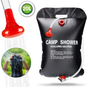 Solar Shower Portable Shower Bag with Removable Hose and Switchable Shower Head for Camping Beach Swimming Outdoor Traveling