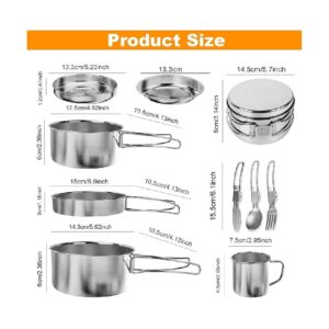 11 Piece Stainless Steel Camping Mess Kit