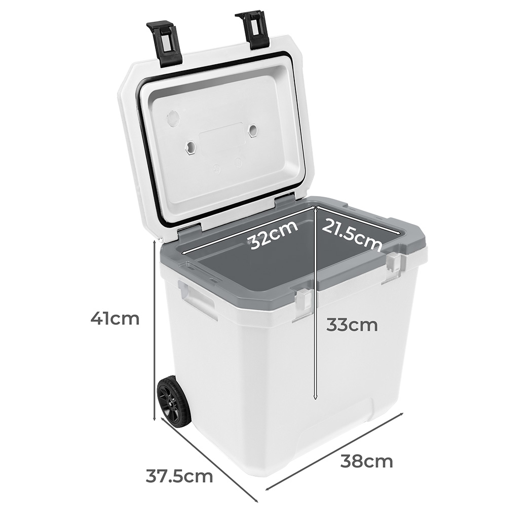 Mountview Cooler Ice Box 27L/43L Portable Chest Trolly For Camping BBQ Picnic - Image 3